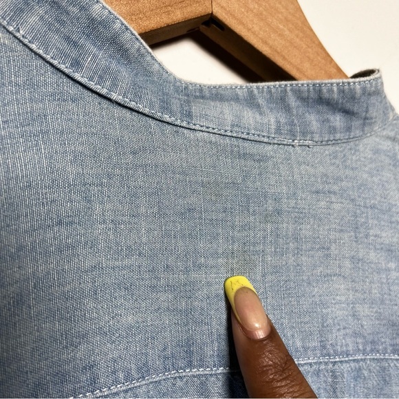 VTG Levi's Women Chambray Tunic Top Large Henley Popover Long Sleeve Coastal - Picture 10 of 12